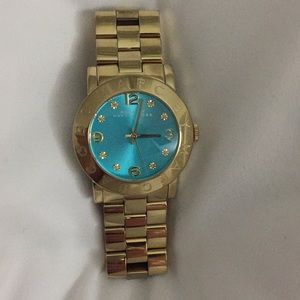 Marc Jacobs gold Amy watch with turquoise dial